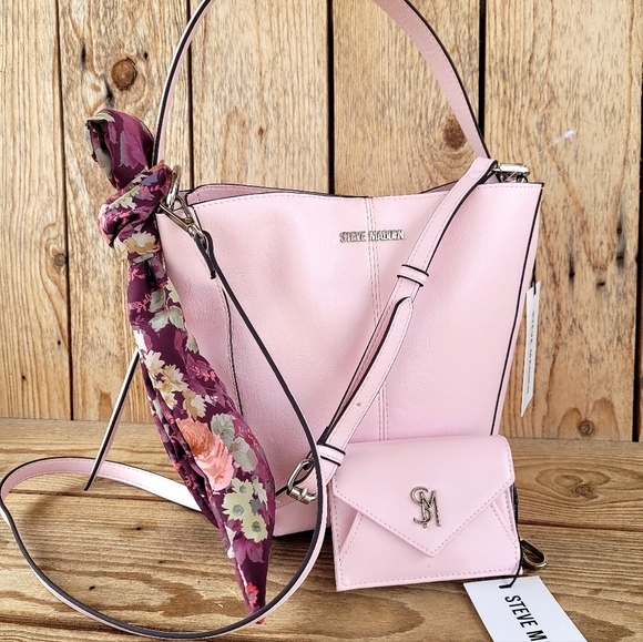 *Rare* Steve Madden Pink Frost Bucket Bag With Matching Wallet - Picture 3 of 11